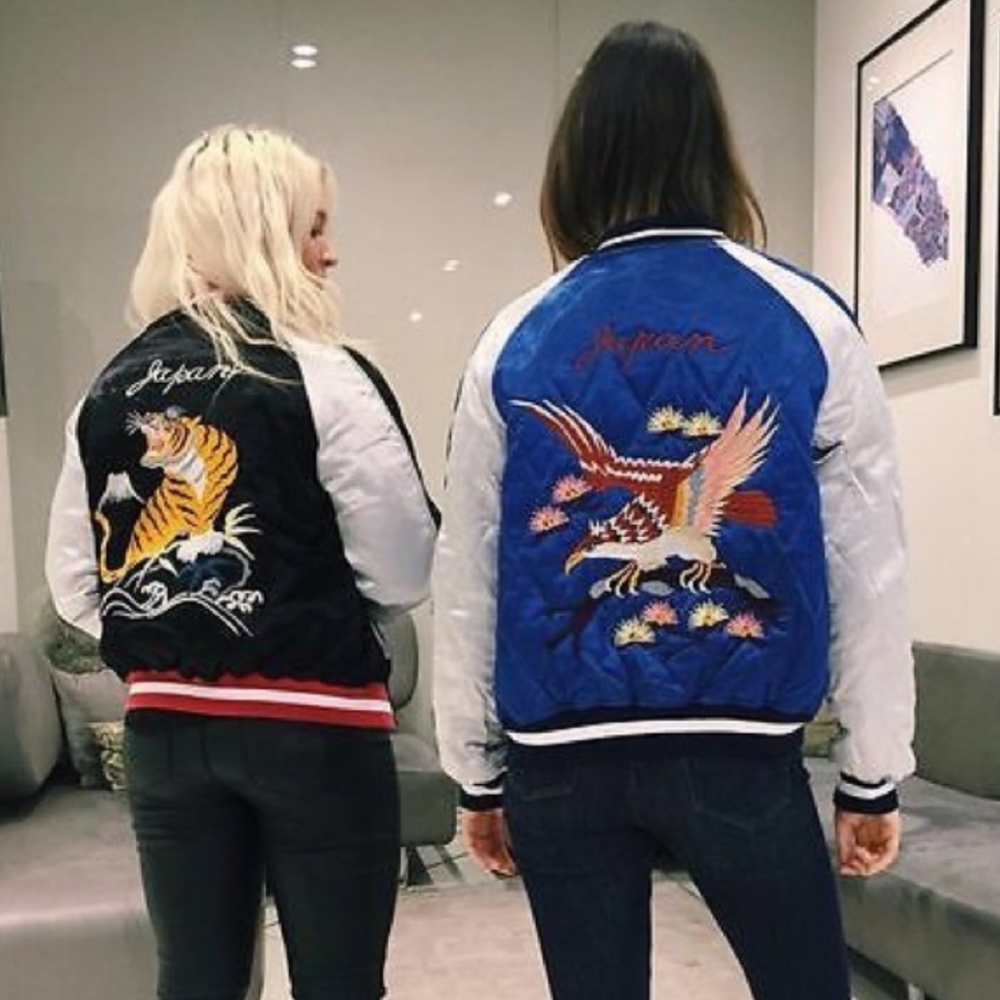 Topshop Reversible Satin Bomber Jacket Vintage